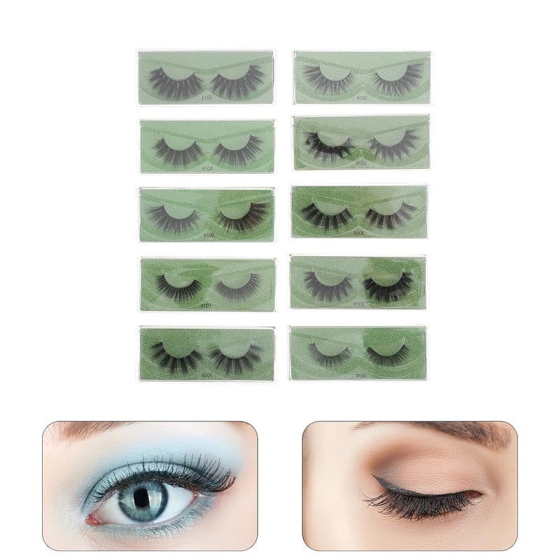 10 Pairs Mixed Styles Faux Eyelashes Colored Base Voluminous Curly False Lashes Set for Makeup and Natural Look Assorted style - Image 5