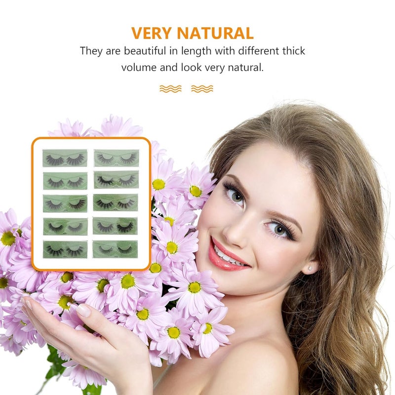 10 Pairs Mixed Styles Faux Eyelashes Colored Base Voluminous Curly False Lashes Set for Makeup and Natural Look Assorted style - Image 3