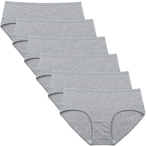 INNERSY Women' Mid Rise Tagless Plain Color Cotton Hipster Panties 6-Pack (Medium/6(Hip:38-39.5"), French Grey) - Image 1