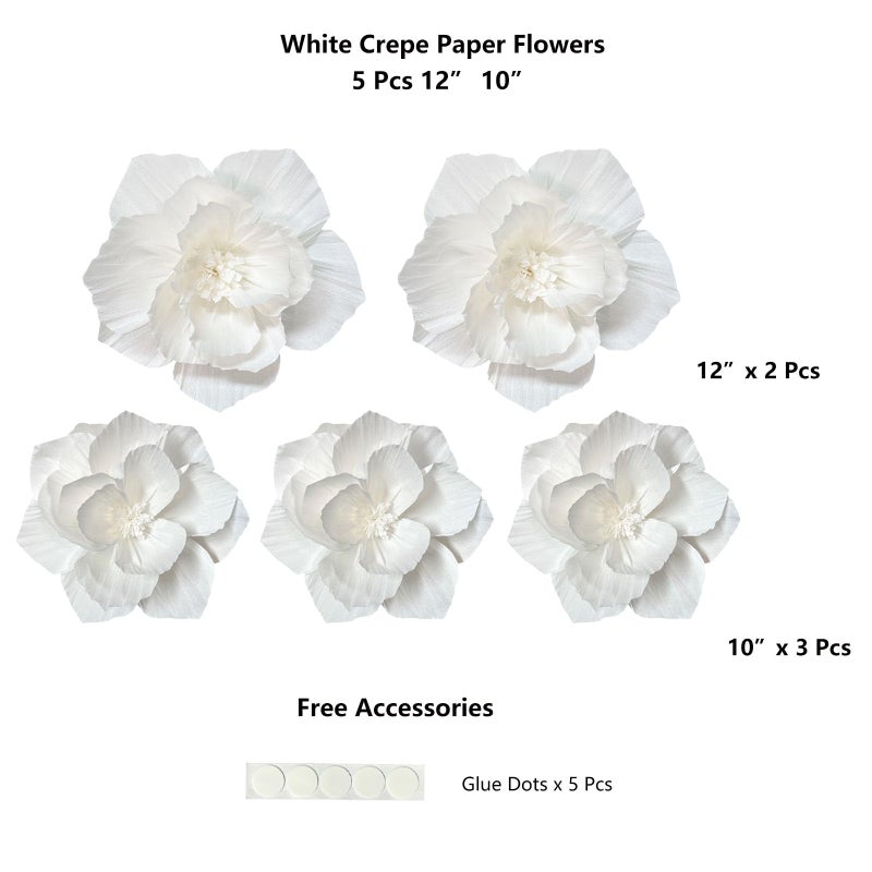 ANSOMO White Paper Flowers Artificial 3D Wall DÃ©cor Wedding Birthday Bridal Baby Shower Nursery Room Backdrop Table Centerpieces Party Decorations Supplies - Image 2