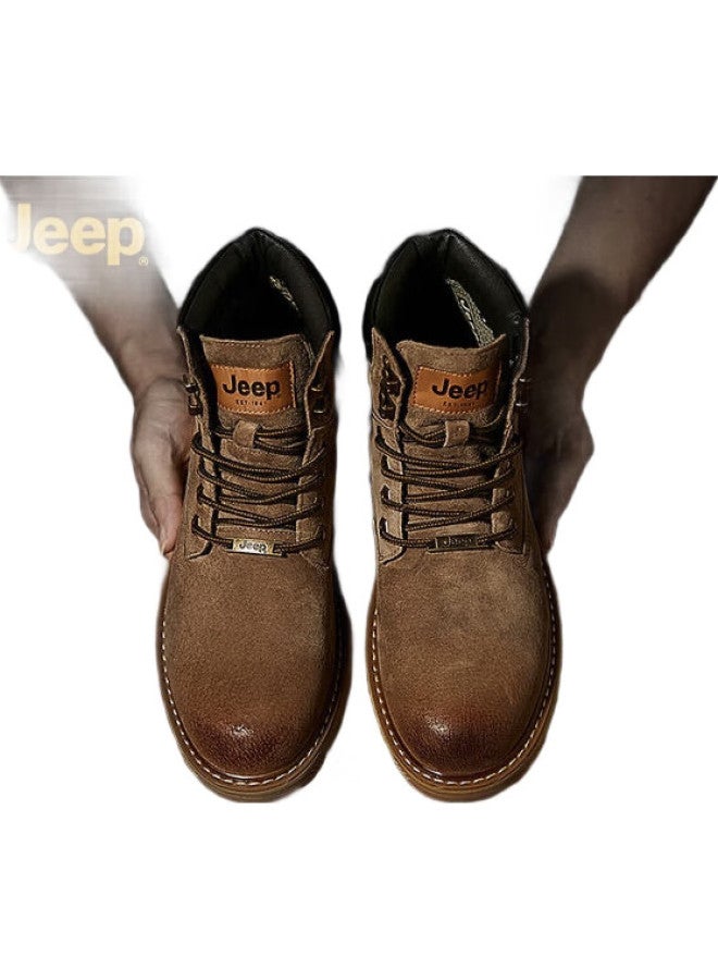 Jeep أحذية رجالية، أحذية مارتن البريطانية الكلاسيكية، أحذية عمل كورية بطول منتصف الساق - Image 3