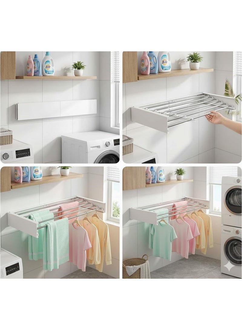 كيلا رف تجفيف الملابس المثبت على الحائط قابل للسحب والطي لتوفير المساحة في منزلك مقاس 80×40 سم, منشر غسيل ملابس, منشر ملابس, نشارة ملابس, منشر, منشر غسيل - Image 3