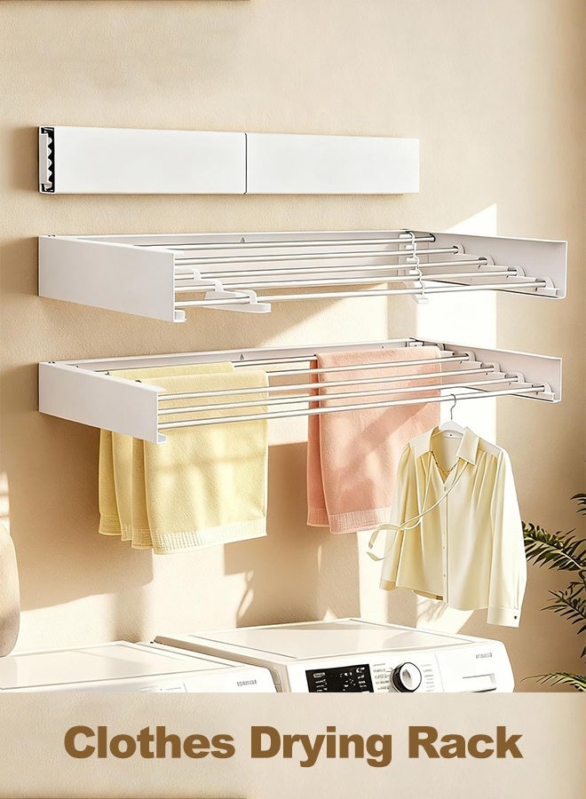 كيلا رف تجفيف الملابس المثبت على الحائط قابل للسحب والطي لتوفير المساحة في منزلك مقاس 80×40 سم, منشر غسيل ملابس, منشر ملابس, نشارة ملابس, منشر, منشر غسيل - Image 1