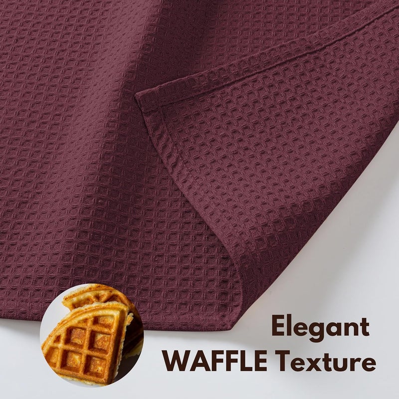 Native Fab Waffle 12 Pack Dish Cloths  100 Cotton Absorbent Quick Dry Washable Towels for Cleaning Cooking  Drying Dishes  Perfect for Home Restaurants Bars Cafes  12x12  Burgundy - Image 5