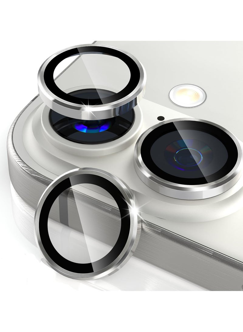 حامي عدسة الكاميرا متوافق مع آيفون 17، صينية تركيب بخطوة واحدة، حلقة معدنية فردية، غطاء زجاج مقسى بنمط CD - أبيض - Image 1