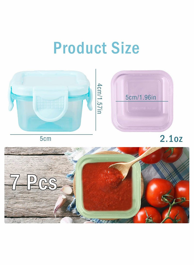 7 Pcs Dressing Containers for Lunch Box,  60 ML Small Condiment Containers with Lids, Leakproof, Reusable Salad Dressing Container To Go for Adults, Kids, Mini Subpackage Fresh-keeping Box - Image 5