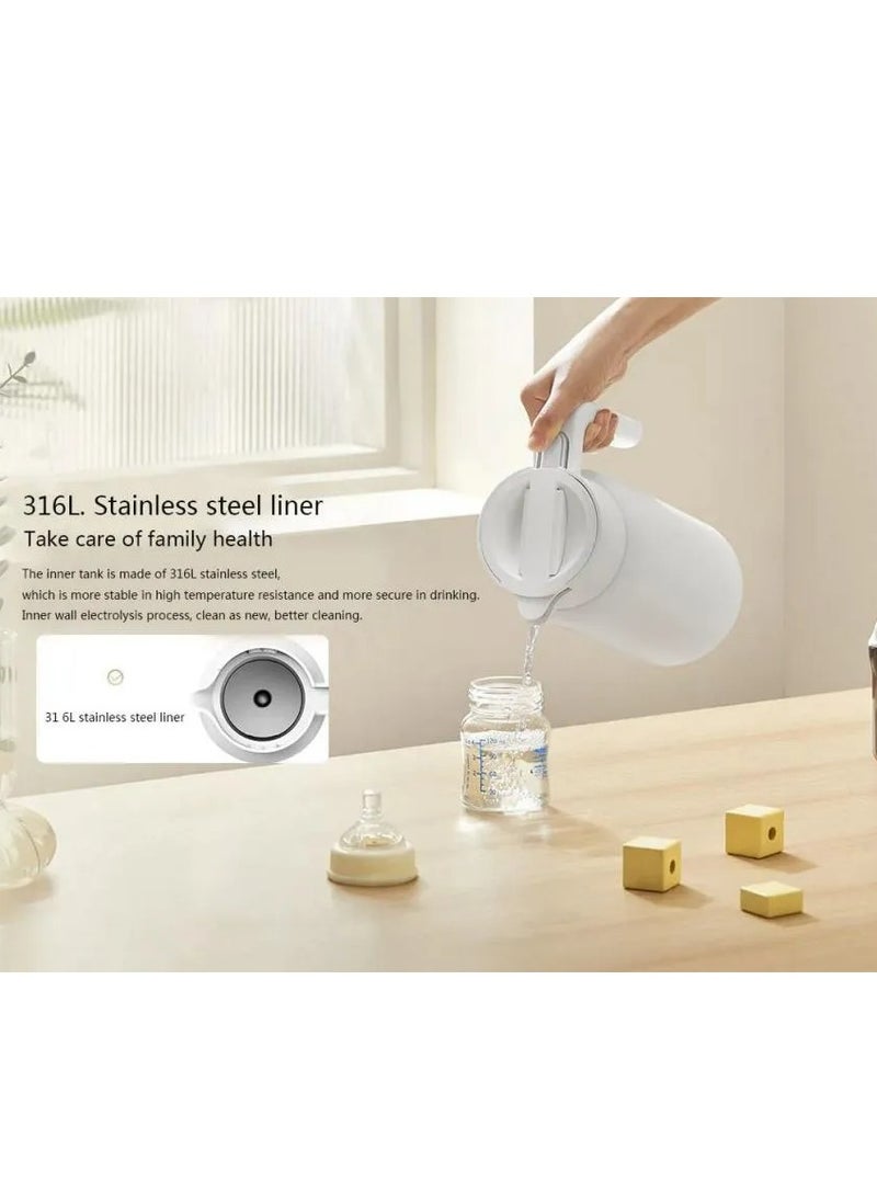 شاومي زجاجة مياه ترمس من Mijia بسعة 1.8 لتر، سعة كبيرة، قفل ترمس طويل الأمد، بطانة داخلية من الفولاذ المقاوم للصدأ 316 لتر، MJBWH01PL، أبيض