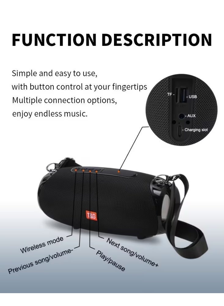 T&G TG534 High-Power Portable Wireless Speaker with Dual Speaker, TWS, FM Radio, and Hands-Free Call Black - Image 2