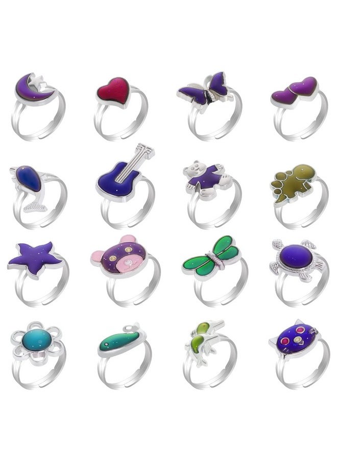 SUMERSHA - 16Pcs Mood Rings Adjustable Color Changing Mood Rings For Women Birthday Party Favor Rings Halloween Costume Props - Image 1