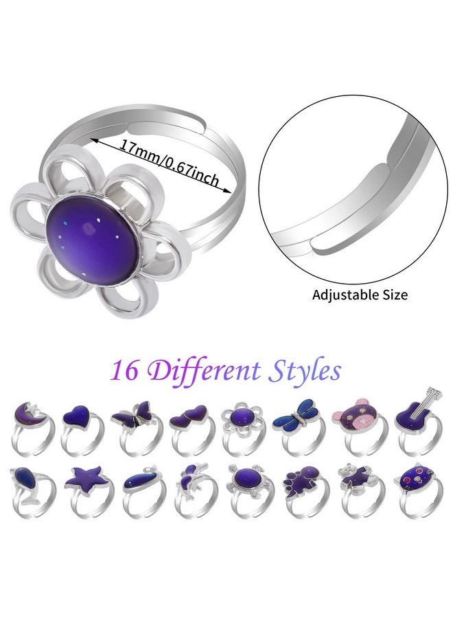 SUMERSHA - 16Pcs Mood Rings Adjustable Color Changing Mood Rings For Women Birthday Party Favor Rings Halloween Costume Props - Image 1