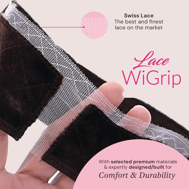 MILANO COLLECTION Wigrip, Premium Lace Wig Band for Women, Fully Adjustable & Reinforced Lace Wig Grip Band by Hairline, Comfortable and Secure Glueless Velvet Headband, Chocolate Brown, 2 Pack - Image 2