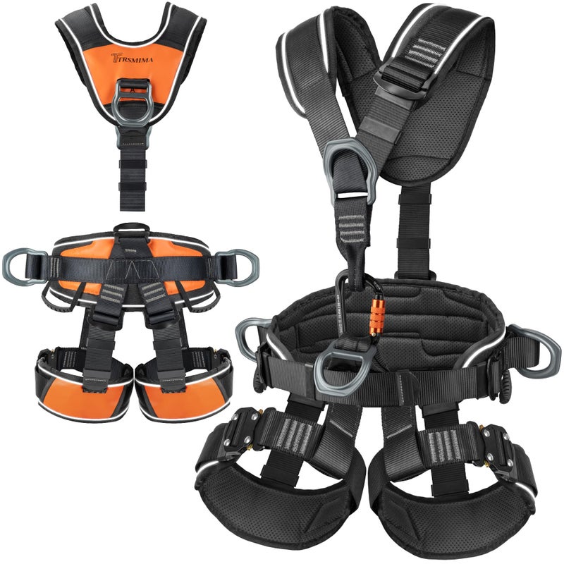TT TRSMIMA TRSMIMA Safety Harness Fall Protection - Roofing Full Body Climbing Harness Men Tree Work Rock Climbing Chest Ascender Detachable Design - Image 1