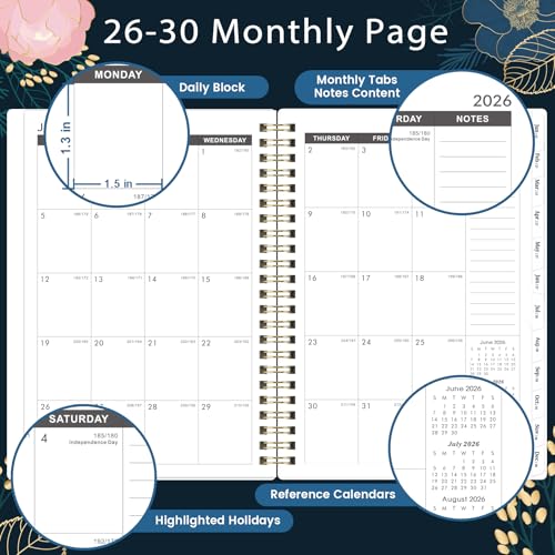 Indeme 2025-2030 Monthly Planner - 5 Year Monthly Planner 2025-2030, July 2025 - June 2030, 6.4'' x 8.5", 5 Year Calendar, 60 Months Tabs, Pocket, Holidays, Notes Pages - Image 3