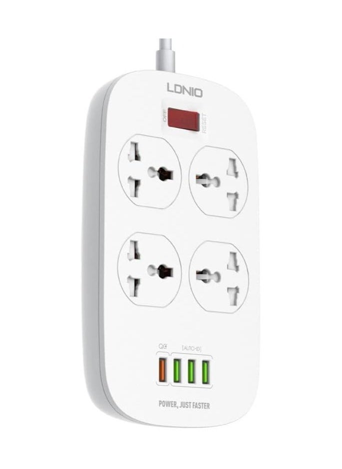 LDNIO - LDNIO SC4407 4 Power Socket 4 USB Defender Series Defender 2500 Watt - White - Image 1