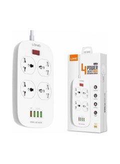 LDNIO SC4407 4 Power Socket 4 USB Defender Series Defender 2500 Watt - White