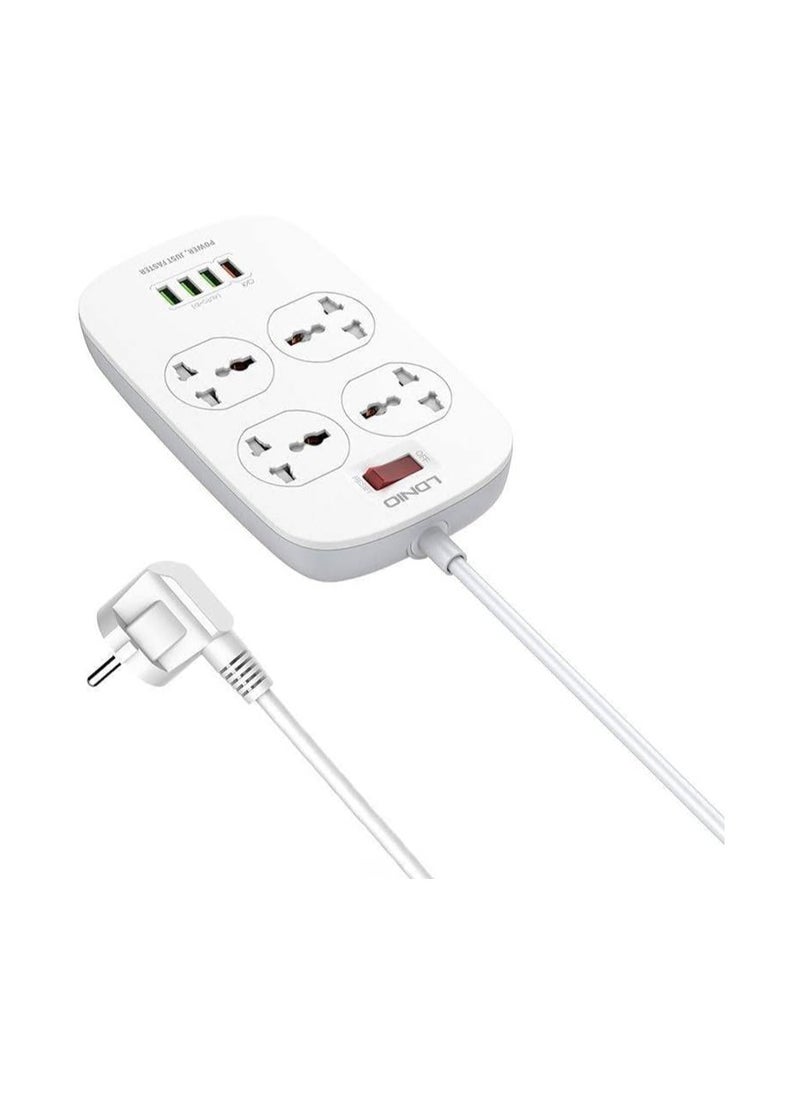 LDNIO - LDNIO SC4407 4 Power Socket 4 USB Defender Series Defender 2500 Watt - White - Image 1