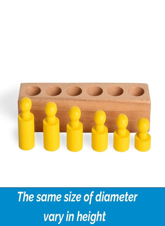 BOHS Montessori Knobbed Cylinders Blocks - 6 Pegs / 6.7 Inches - Colorful Wooden Early Home School Toys - 4pcs Set - Image 5
