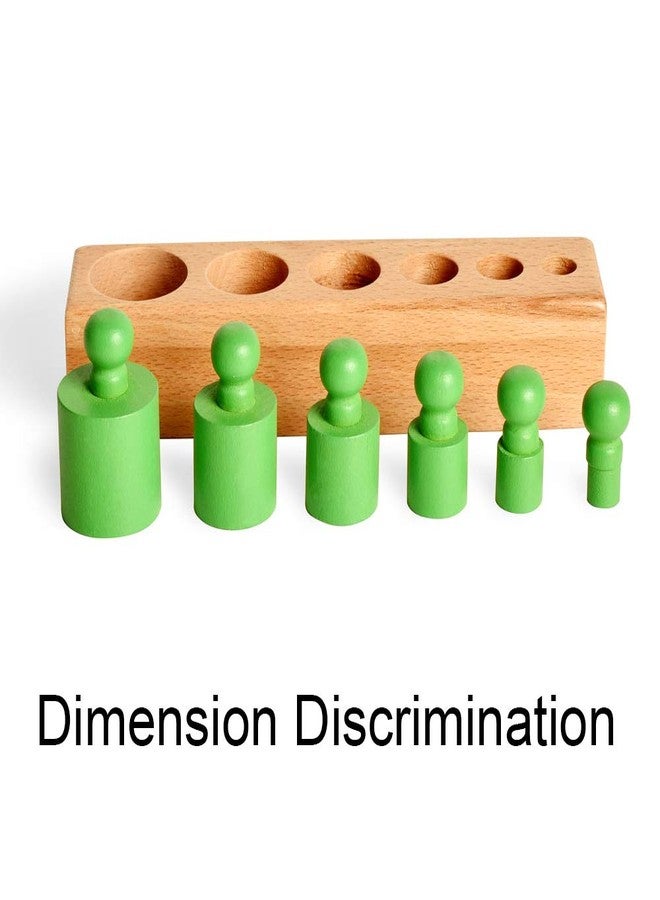 BOHS Montessori Knobbed Cylinders Blocks - 6 Pegs / 6.7 Inches - Colorful Wooden Early Home School Toys - 4pcs Set - Image 4