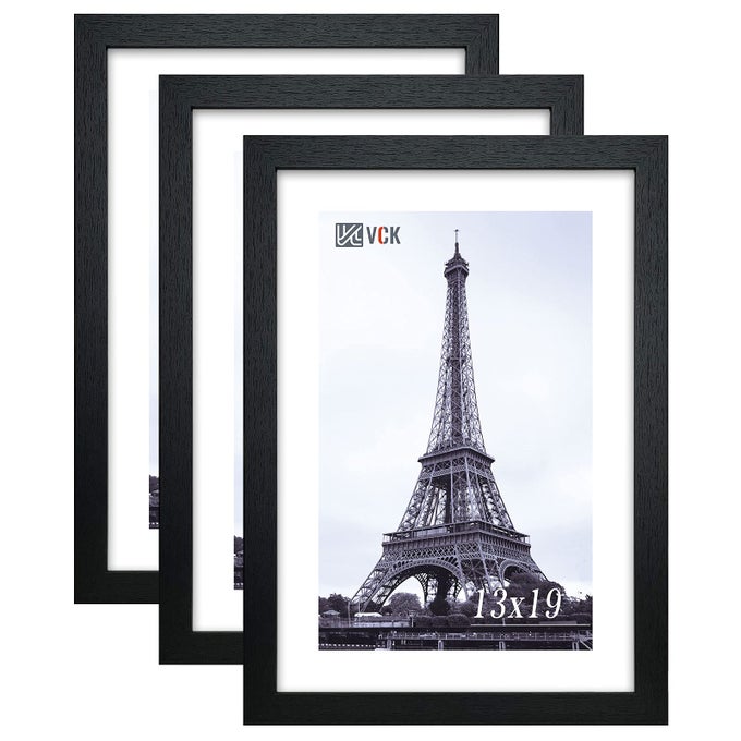 POSTER FRAMES 13X19 BLACK 3 PACK SOLID WOOD PICTURE FRAMES FOR WALL MOUNTING HANGING ART AND PUZZLE FRAME