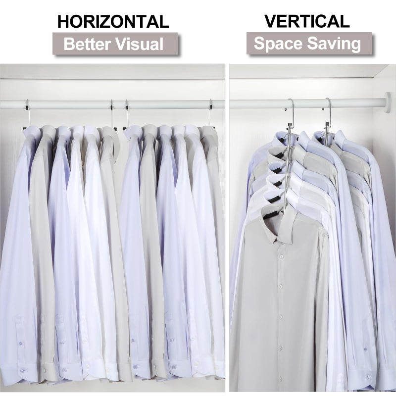 TOPIA HANGER Clothes Hanger Space Saving, 6 Tier Shirt Coat Hangers Space Saving No Bump Shoulder Hangers with No Slip Foam Padded Hangers Closet Organizers and Storage for Men and Women 2 Pack-CT64B - Image 3