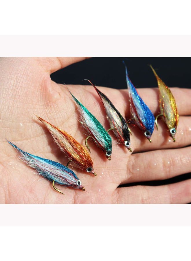 Tigofly 12 pcs Wounded Minnow Fly Ice Dub UV Polar Fry Slowly Sinking Salmon Trout Steelhead Fly Fishing Flies Lures Set-Size 8 - Image 5
