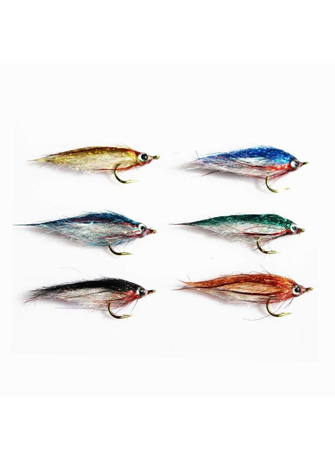 Tigofly 12 pcs Wounded Minnow Fly Ice Dub UV Polar Fry Slowly Sinking Salmon Trout Steelhead Fly Fishing Flies Lures Set-Size 8 - Image 2