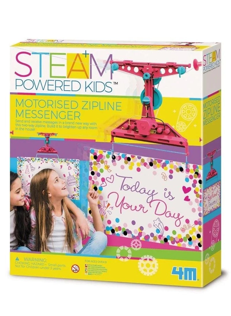 4m STEAM Powered Kids  – Motorized Zip line Messenger - Image 1