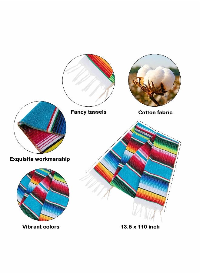 Generic Mexican Table Runners 4 Pack 13.5 x 110 Inch Fiesta Party Decorations, Serape Tablecloth for Mexican Themed Party Decorations, Cinco De Mayo, Dia De Los Muertos Decor Day of the Dead Decorations  - Image 2