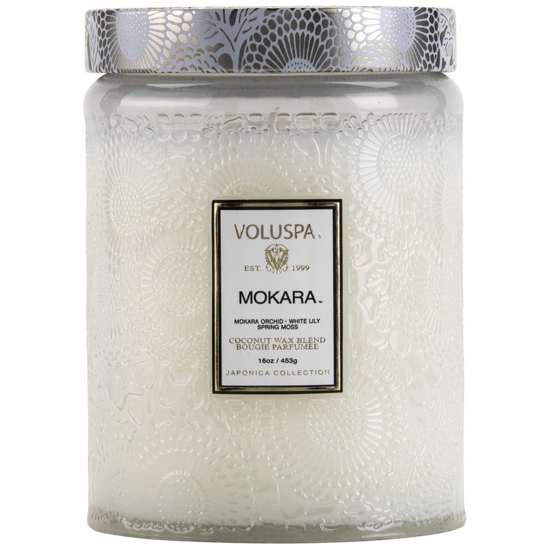 Voluspa Gilt Pomander Hinoki Large Candle Jar 18 oz 100 Hour Burn Time Coconut Wax for Clean Burning Handcrafted in The USA