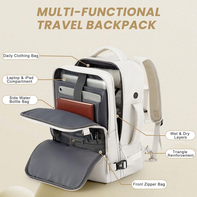 Sinaliy Travel Backpack for Women, Carry On Backpack Flight Approved, Personal Item Travel Bag with USB Charging Port, Casual Daypack College Bag Suitcase Backpack for Weekend, Fit 16 Inch Laptop - Image 4