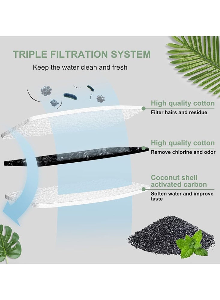 فلاتر نافورة المياه القط لـ 67oz 2L نافورة الفولاذ المقاوم للصدأ 8 حزمة مع نظام ترشيح ثلاثي الإسفنج - Image 3