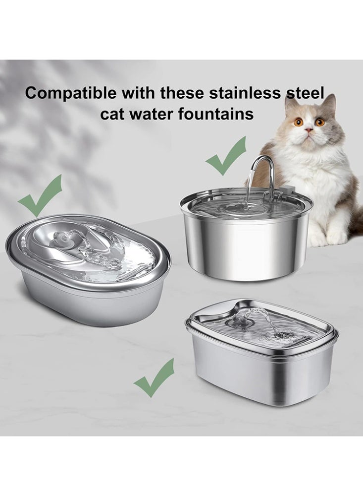 فلاتر نافورة المياه القط لـ 67oz 2L نافورة الفولاذ المقاوم للصدأ 8 حزمة مع نظام ترشيح ثلاثي الإسفنج - Image 2