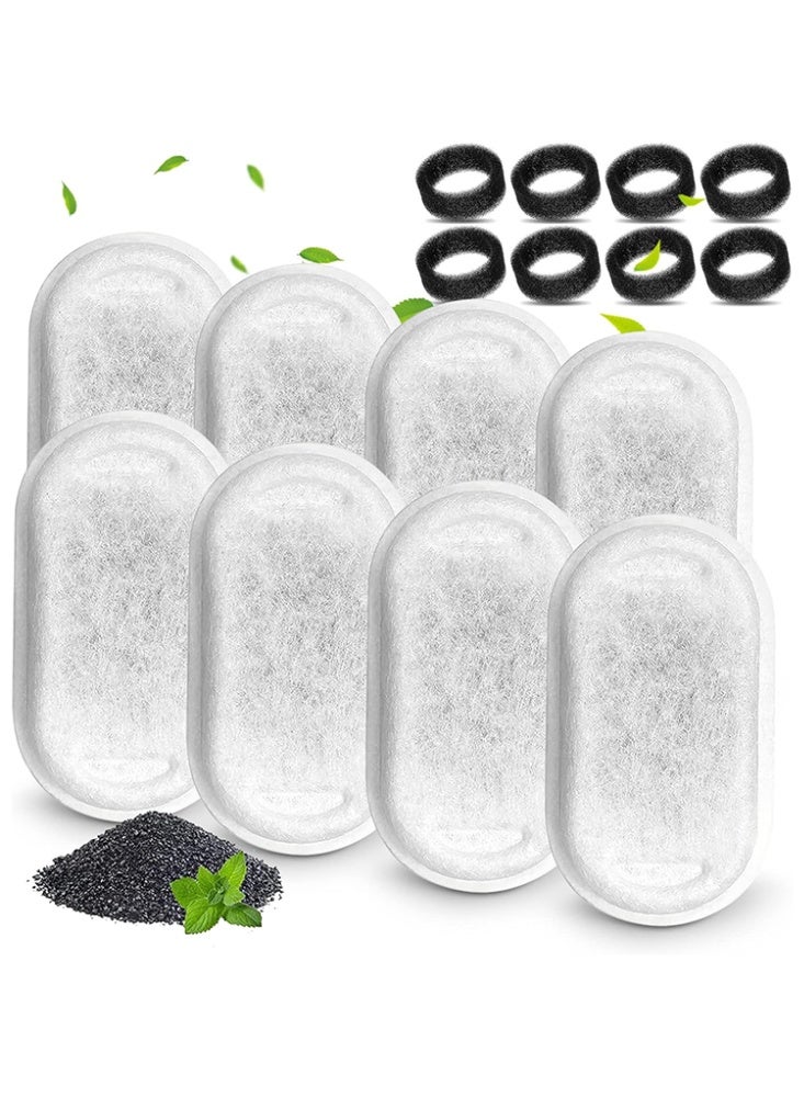 فلاتر نافورة المياه القط لـ 67oz 2L نافورة الفولاذ المقاوم للصدأ 8 حزمة مع نظام ترشيح ثلاثي الإسفنج - Image 1