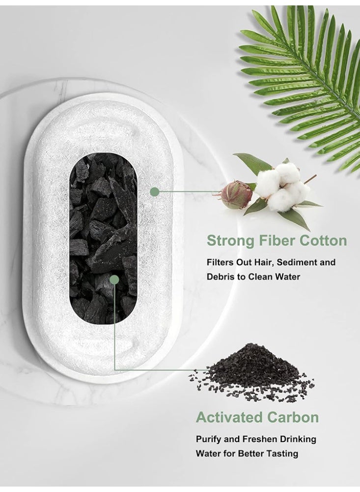 فلاتر نافورة المياه القط لـ 67oz 2L نافورة الفولاذ المقاوم للصدأ 8 حزمة مع نظام ترشيح ثلاثي الإسفنج - Image 4