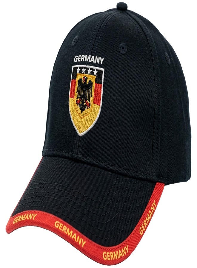 Just 4 Kicks Germany Soccer Baseball Cap - World Cup Soccer Fan Gear - Embroidered Eagle Crest Adjustable German Hat, Black/Red - Image 3