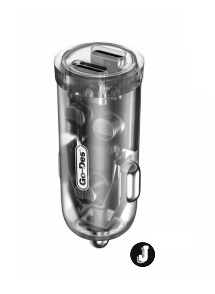JAJEEK Dual Type-C PD Car Charger 40W – Transparent Fast Charging USB-C Charger for iPhone, Android & More - Image 1