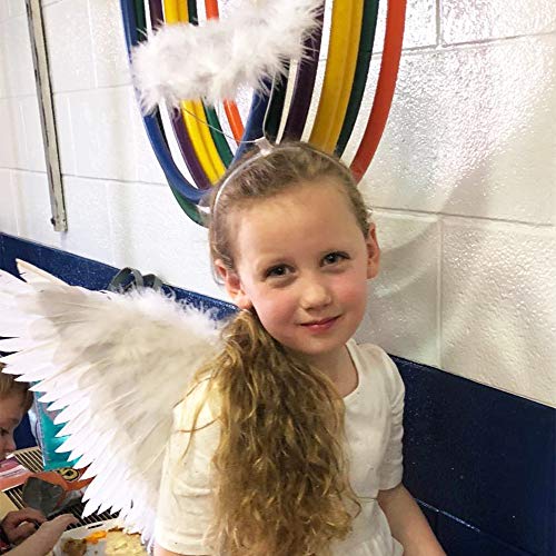 Antspirit Angel Costume Wings And Halo Angel Costume for Girls Kids Women Adult Halloween Christmas (White) - Image 2