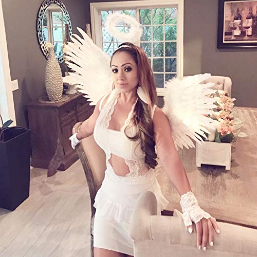 Antspirit Angel Costume Wings And Halo Angel Costume for Girls Kids Women Adult Halloween Christmas (White) - Image 5