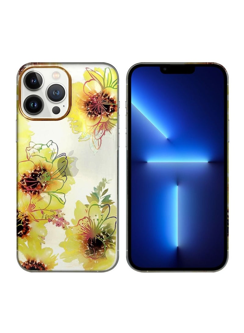 JOWAY iPhone 13 Pro Floral Clear Case Ultra Slim Shockproof Flower Print Transparent Cover Design 1 - Image 2