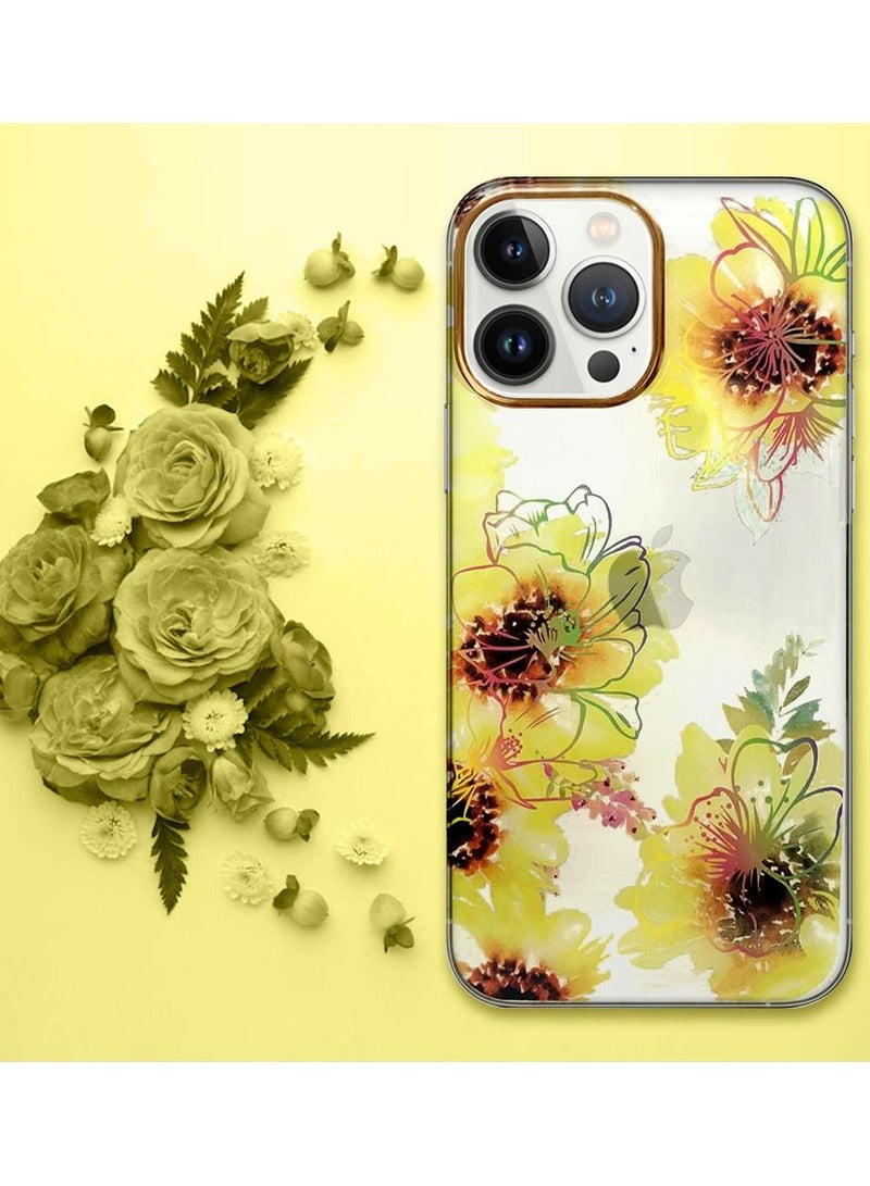 JOWAY iPhone 13 Pro Floral Clear Case Ultra Slim Shockproof Flower Print Transparent Cover Design 1 - Image 4