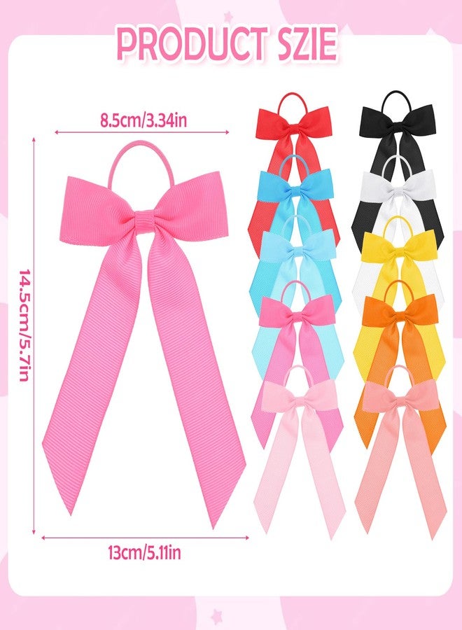 Grevosea 10 Pcs Hair Ribbons for Girls, Colorful Bow Hair Ties Ponytail Holder Elastic Hair Ties with Bows Silk Hair Scrunchies Hair Accessories for Women Girls - Image 2