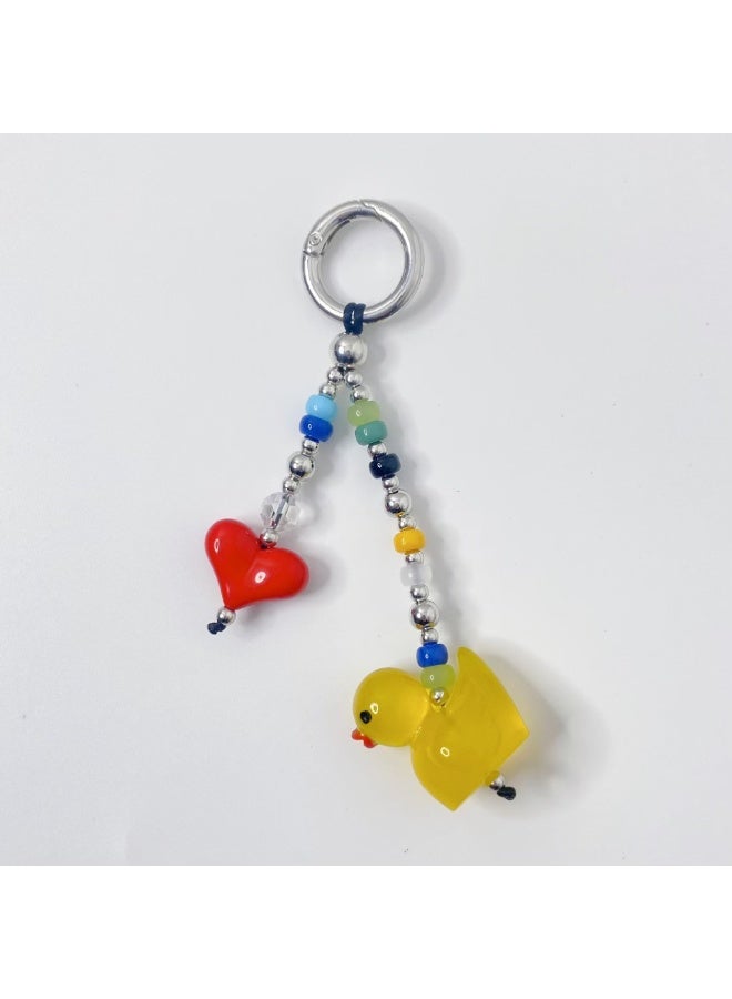 NIBEMINENT Beaded Phone Lanyard, Anti Lost Removable Wrist Strap,Cute Cartoon Bracelet Pendant, Phone Keychain Lanyard