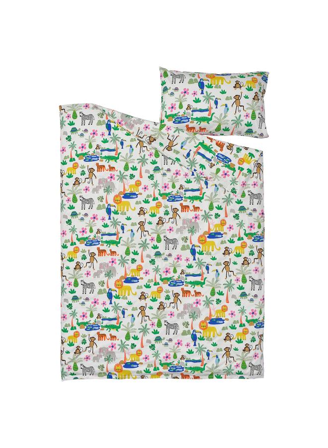 erorex Duvet Cover And Pillowcase, Multicolour/Jungle, 150X200/50X80 Cm - Image 2