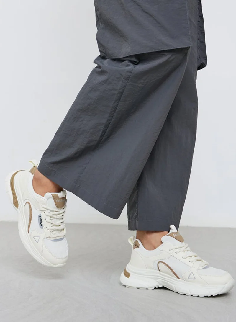 Styli Active Color Block Chunky Lace-Up Sneakers with Back Pull Tab