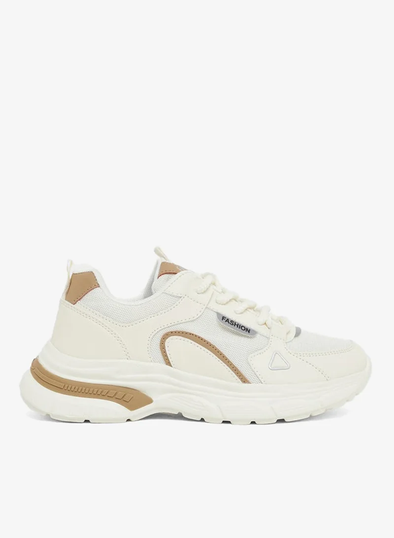 Styli Active Color Block Chunky Lace-Up Sneakers with Back Pull Tab