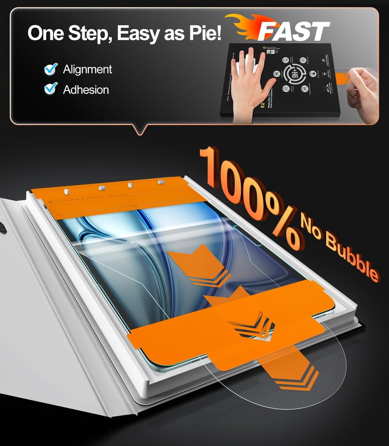 EZ-GLAZ-2 Pack for iPad Air 11 Inch Screen Protector M4/M3/M2 (2026/2025/2024), Military-Grade Shatterproof, 9H+ Tempered Glass with Installation Box, Anti-Scratch, Apple Pencil Compatible, HD Clarity, Bubble Free - Image 3