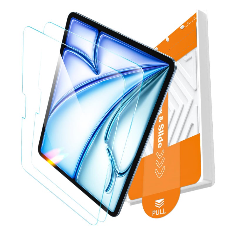 EZ-GLAZ-2 Pack for iPad Air 11 Inch Screen Protector M4/M3/M2 (2026/2025/2024), Military-Grade Shatterproof, 9H+ Tempered Glass with Installation Box, Anti-Scratch, Apple Pencil Compatible, HD Clarity, Bubble Free - Image 1