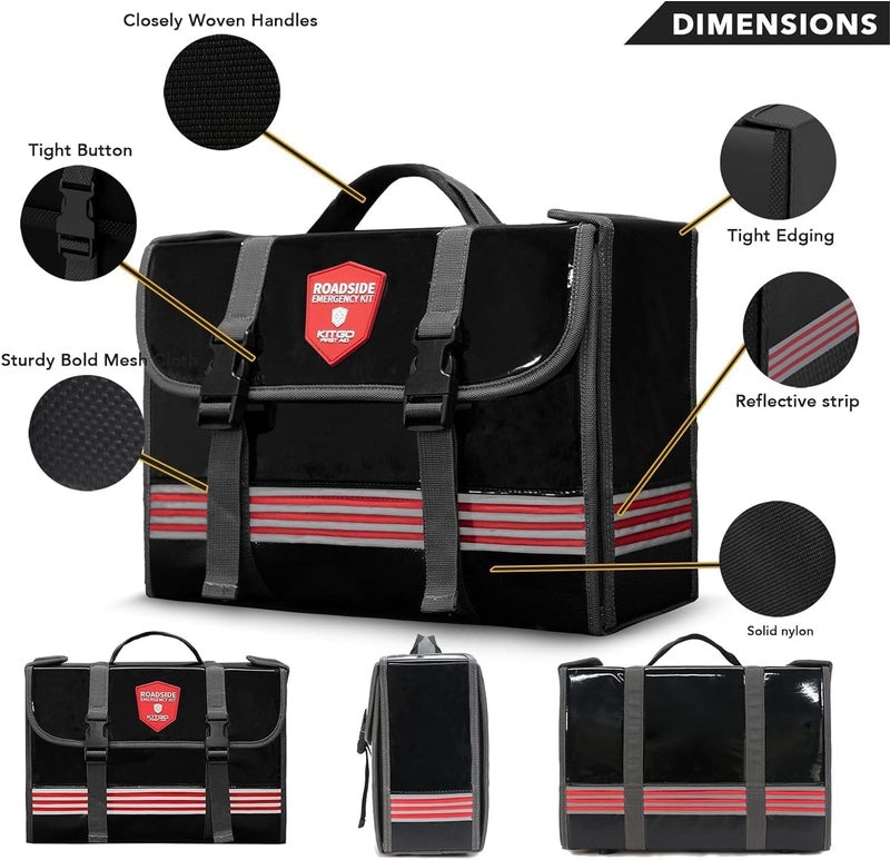 Kitgo Car Emergency Kit (126 Piece)，Gift for Father Women Friend, Premium Roadside Assistance Essentials with Jumper Cables Tow Rope- Ideal Auto Road Safety Kit for Truck, RV - Image 2