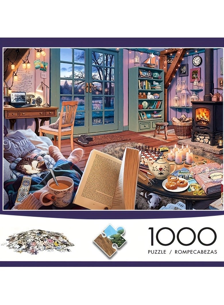 1000-Piece Cozy Home Scene Jigsaw Puzzle for Adults Teens – Challenging Mini Puzzle with Micro Pieces, Ideal for Relaxation and Home Decoration – Perfect for Beginners and DIY Enthusiasts, Educatio