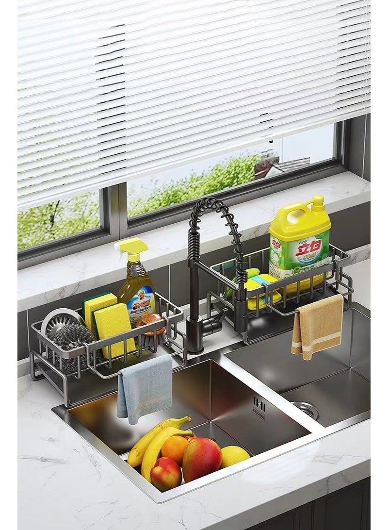 Kitchen Sink Drainer Storage Rack Soap Dishcloth Brush Holder Organizer for Kitchen Sink Sanitary Drying Drainer Rack - Image 2